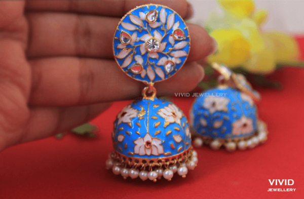 meenakari big jhumka sky