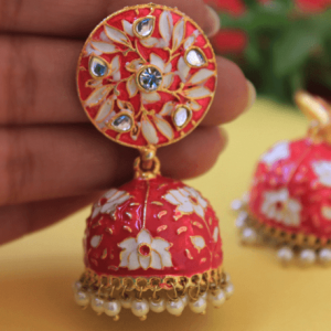 meenakari jhumka pink
