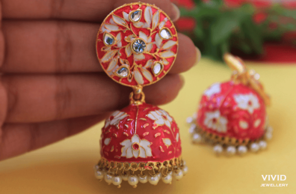 meenakari jhumka pink