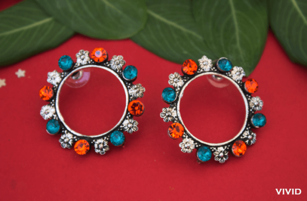floral stone stud