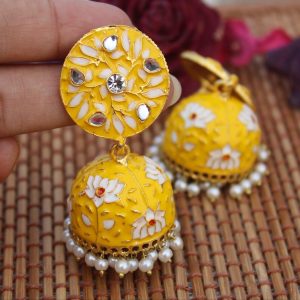 meenakari jhumka yellow