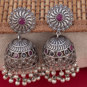 stone floral jhumka