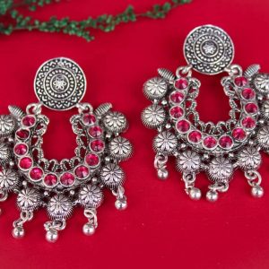 oxidised stone chandbali