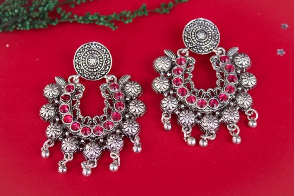 oxidised stone chandbali