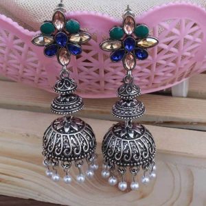 multi stone jhumka