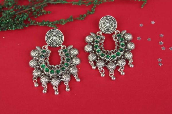 Green stone chandbali