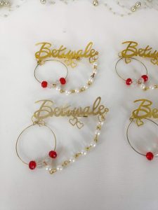 Betiwale brooch with pearl and red bead embellishments, ideal for nikah ceremonies, wedding favors, baarati brooches