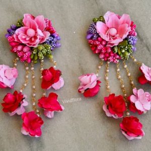 Earrings With Rose Flora Hangings