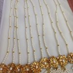 Traditional Gota Pearl Welcome Mala featuring pearls and gota work for wedding favors