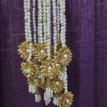 Gota Pearl Welcome Milni Mala with shimmering pearls and traditional gota work for baaratis
