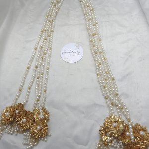 Gota Pearl Welcome Milni Mala with delicate pearls and traditional gota work for nikah ceremony