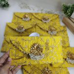 designed pearl envelope in yellow, perfect for bridal shower giveaways envelope a beautiful choice for shagun lifafas, nikah ceremonies, and bridal showers