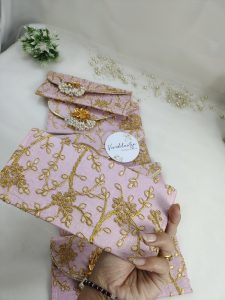 Vibrant Pink giveaway gift envelope featuring delicate pearl accents, ideal for baby showers bride and groom shagun envelope