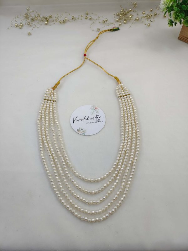 Multi-layered pearl welcome milni mala moti haar, ideal for nikah ceremonies, wedding favors, and guest malas
