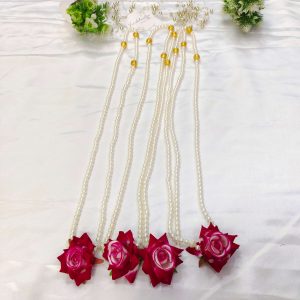 Welcome Milni Mala moti haar adorned with red floral and perals accents, designed to make nikah ceremonies and weddings extra special