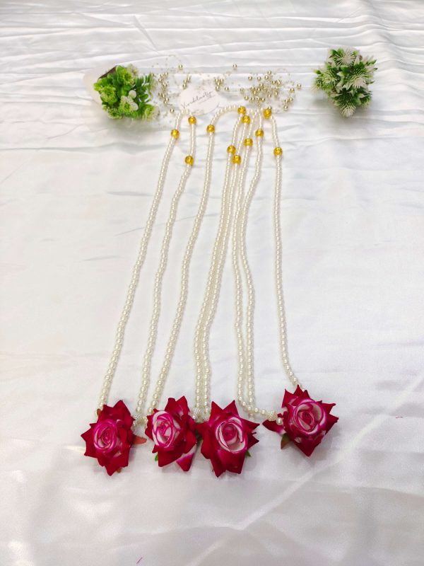 Welcome Milni Mala moti haar adorned with red floral and perals accents, designed to make nikah ceremonies and weddings extra special