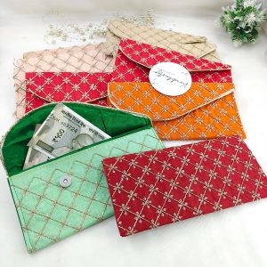 Handcrafted embroidery envelope in vibrant colors, perfect for nikah ceremony envelope, wedding favor, shagun giveaway gift, and more.