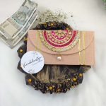 Handcrafted gota envelopes in vibrant pink and orange hues, perfect for nikah ceremony envelope, wedding favor, shagun giveaway gift, and shagun lifafa, adorned with delicate golden trim