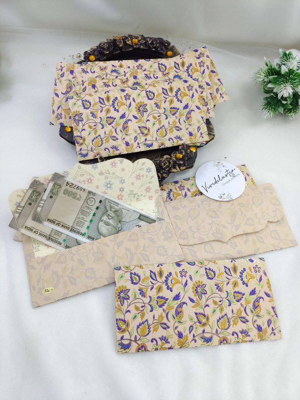 Beautifully designed printed shagun envelopes with traditional motifs, suitable for bridal showers and baby showers