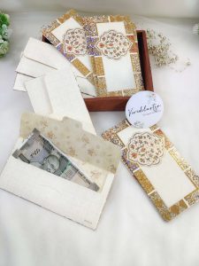 Beautiful printed shagun cash envelopes adorned with traditional patterns, ideal for nikah ceremonies