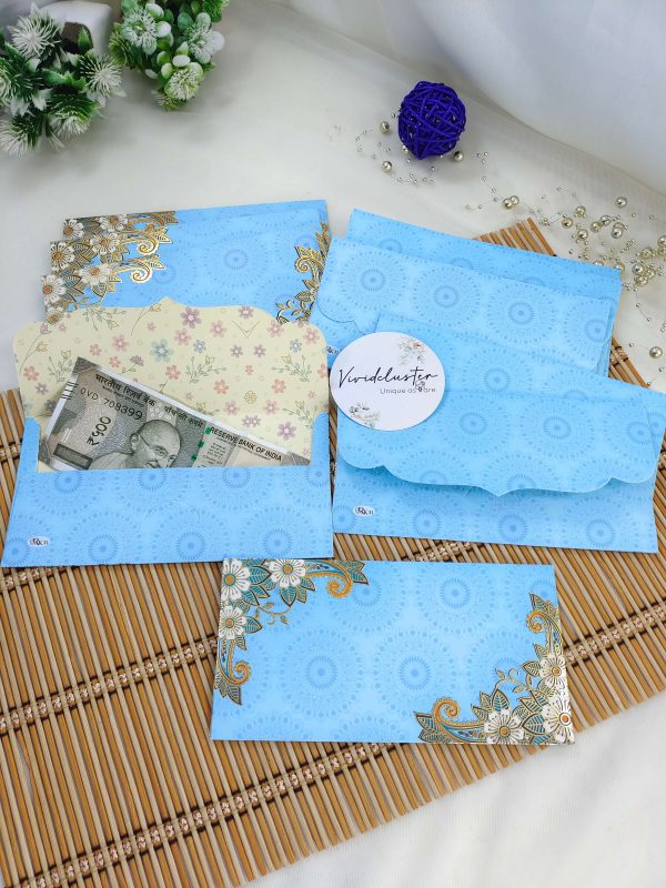 Elegant flower paper printed shagun envelope, perfect for adding a touch of sophistication to wedding ceremonies. Featuring intricate floral patterns, this envelope is ideal for presenting shagun gifts, engagement presents, or bridal favors