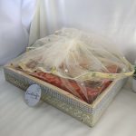 Elegant handcrafted MDF and net shagun tray, perfect for sangeet, engagement, and return gifts. Enhance your guest giveaways and baby showers with this stylish marriage tray