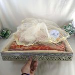 Handcrafted shagun tray made from premium MDF and net, ideal for sangeet and engagement return gifts. Use this tray for guest giveaways