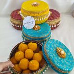 brocade boxes with pearl and gold embellishments for bridesmaids and guest gifts Their beautiful design makes them a keepsake that guests will cherish