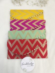 gota envelope set in bold colors, perfect for nikah ceremony envelopes, wedding favors, and shagun giveaway gifts