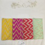 colorful envelope adorned with gota silk and pearl embellishments, perfect for shagun gifts.