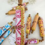 roller shagun lifafa featuring ornate designs and golden trims, suitable for bridal showers, baby showers, and wedding favors. The elegant craftsmanship makes these envelopes a charming addition to any shagun ceremony.