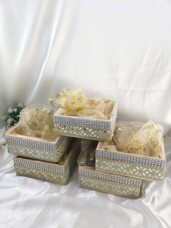 Beautiful handcrafted shagun tray made from premium MDF and net, ideal for sangeet, engagement, and return gifts