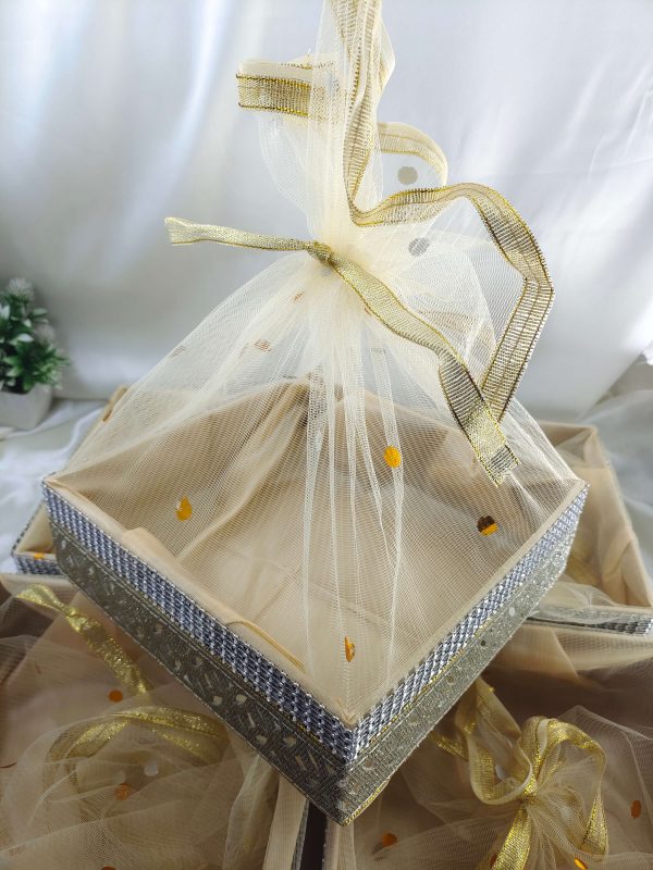 handcrafted MDF and net shagun tray engagement return gifts. Perfect for guest giveaways, baby showers