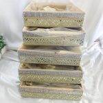 Handcrafted shagun tray featuring high-quality MDF and net, perfect for sangeet, engagement, and return gifts.