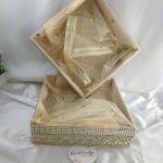 Beautiful handcrafted shagun tray made from high-quality MDF and adorned with net. Ideal for sangeet, engagement, and return gifts, this tray enhances guest giveaways