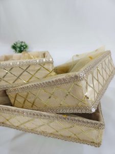 Beautiful Lace-Embellished Shagun Tray, Perfect for Engagement and Wedding Giveaways decorative tray to elevate your gift presentation and enhance your event decor