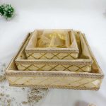 Golden Decorative Tray made from MDF and laces for Nikah Ceremony, Bridal Shower, and Baby Shower
