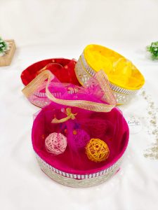 Beautifully Designed Shagun Trays with Golden Lace, Perfect for Wedding Gifts, Nikkah Ceremony Giveaways, and Bridal Showers