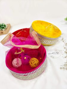 Exquisite Yellow, Red, and Pink Shagun Trays for Wedding Return Gifts, Bridal Showers, and Nikkah Ceremony Favors