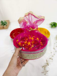 Stunning Decorative Trays with Golden Lace, Ideal for Wedding Favors, Dry Fruit Gifts, and Baby Shower Giveaways