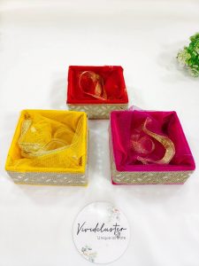 Decorative Shagun Platter Set with Golden Lace, Perfect for Wedding Gifts, Nikkah Ceremony Trays, and Bridal Shower Favors