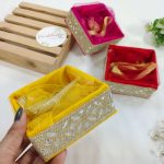 Elegant Decorative Trays in Yellow, Red, and Pink, Perfect for Wedding Return Gifts, Bridal Showers, and Nikkah Favors