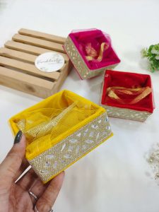 Elegant Decorative Trays in Yellow, Red, and Pink, Perfect for Wedding Return Gifts, Bridal Showers, and Nikkah Favors