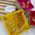 Shagun Platter Set in Bright Colors with Golden Accents for Weddings, Nikkah Ceremonies, and Bridal Showers