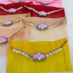 lotus net shagun envelopes in vibrant colors with intricate golden lace and sequin details, perfect for nikah ceremony envelopes and wedding favors.