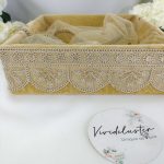 Golden Shagun Platter with Lace, Ideal for Bridal Shower and Wedding Keepsakes