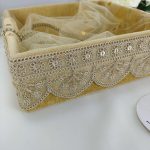 Lace-trimmed MDF Velvet Golden Tray for Wedding Favor, Nikah Ceremony, and Bridal Shower Gifts