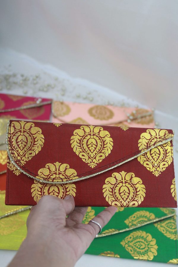 Set of printed shagun envelopes featuring elegant patterns, ideal for wedding favors and shagun giveaways.