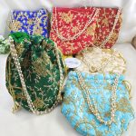 Handcrafted embroidery wedding potli bags, ideal for wedding favors, bridesmaid gifts, and accessories for Nikah ceremonies and other wedding events