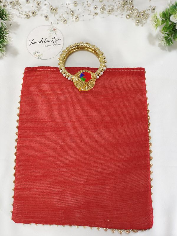 Potli Bag With Gold Handle Traditional And Floral design - Image 5